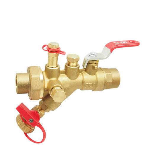 9907IBV seriesStraight DZR Brass Automatic Balancing Valve with Isolation Ball Valve Red White